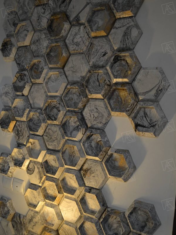 دیوار پوش سه بعدی مدرن مدل شش ضلعی | شرکت معماری چیدمانه
